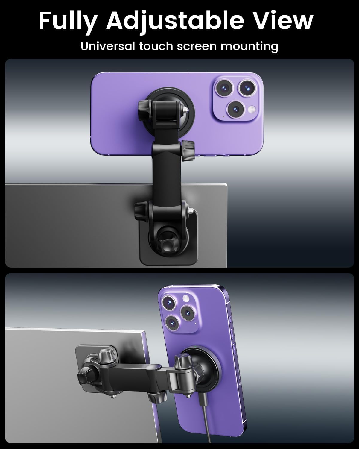 OHLPRO for MagSafe Car Mount for iPhone 16 15 14 Pro Max, 15W Fast Charging Phone Holder, Magnetic Car Charger Accessories, 360° Rotation, Adhesive Base for Tesla, Gift for Men Women, Black