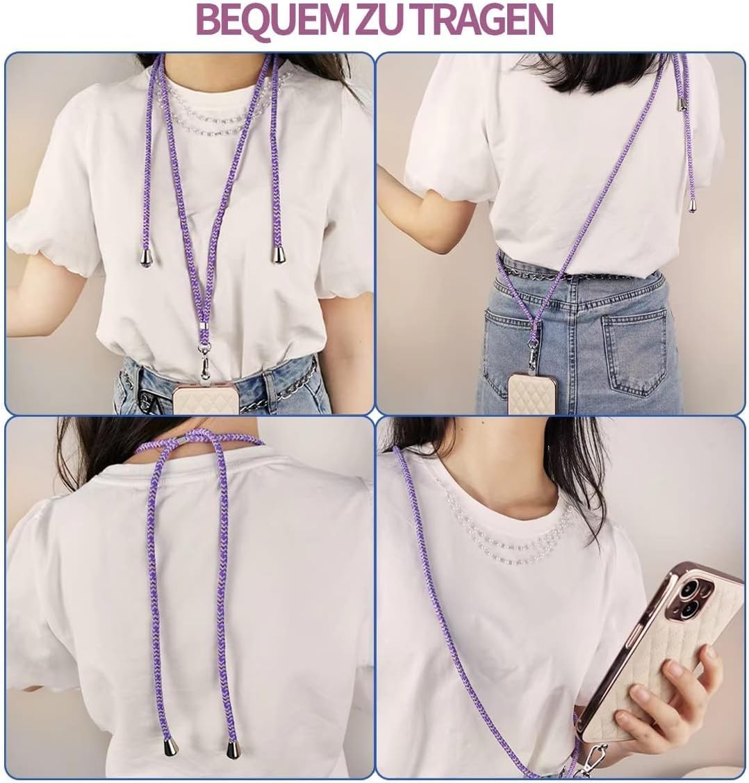 Cell Phone Lanyard Crossbody for Women - Adjustable Universal Phone Strap with Patch, Anti Theft Wrist Strap