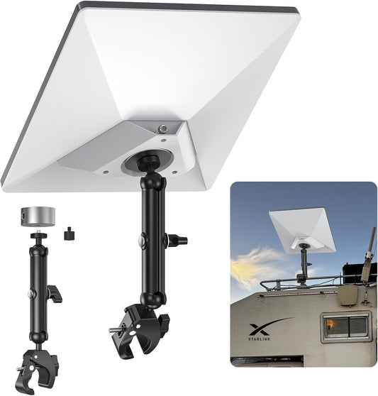 XLTTYWL 2025 Starlink Mini Pole Mount Kit, Aluminum Mini Starlink Tripod Adapter with 1/4"-20 & 3/8"-16 Thread and Adjustable Clamp Bracket for Star Link Mini Dishy RV, Camper, Roof Rack, Balcony