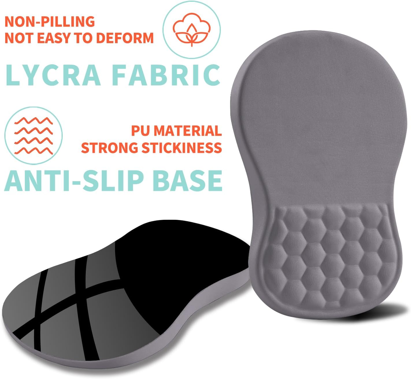 Ergonomic Mouse Pad Wrist Support with Memory Foam Massage Bulge, Carpal Tunnel Pain Relief Mousepad Wrist Rest for Mouse(12x8 inch, Silver Gray Light Purple)