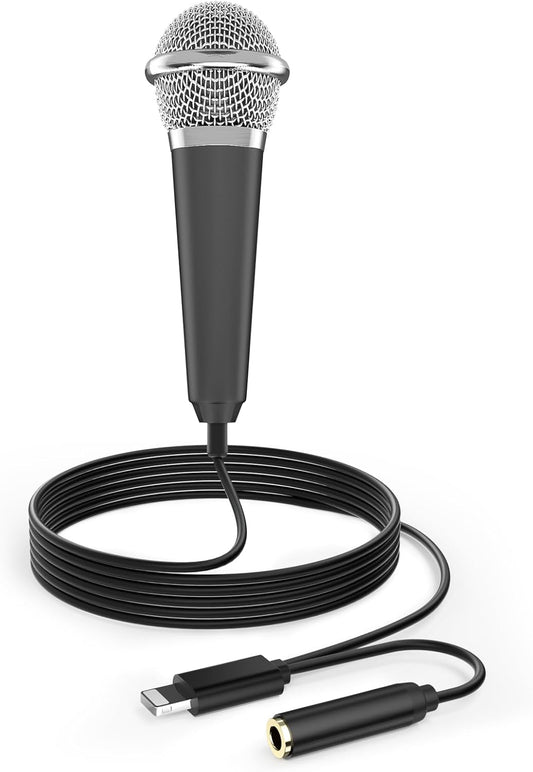 Mini Microphone for iPhone iPad Small ASMR Tiny Microphone for Voice Video Recording Singing, Vlogging, Podcasting YouTube (1 PCS Black)