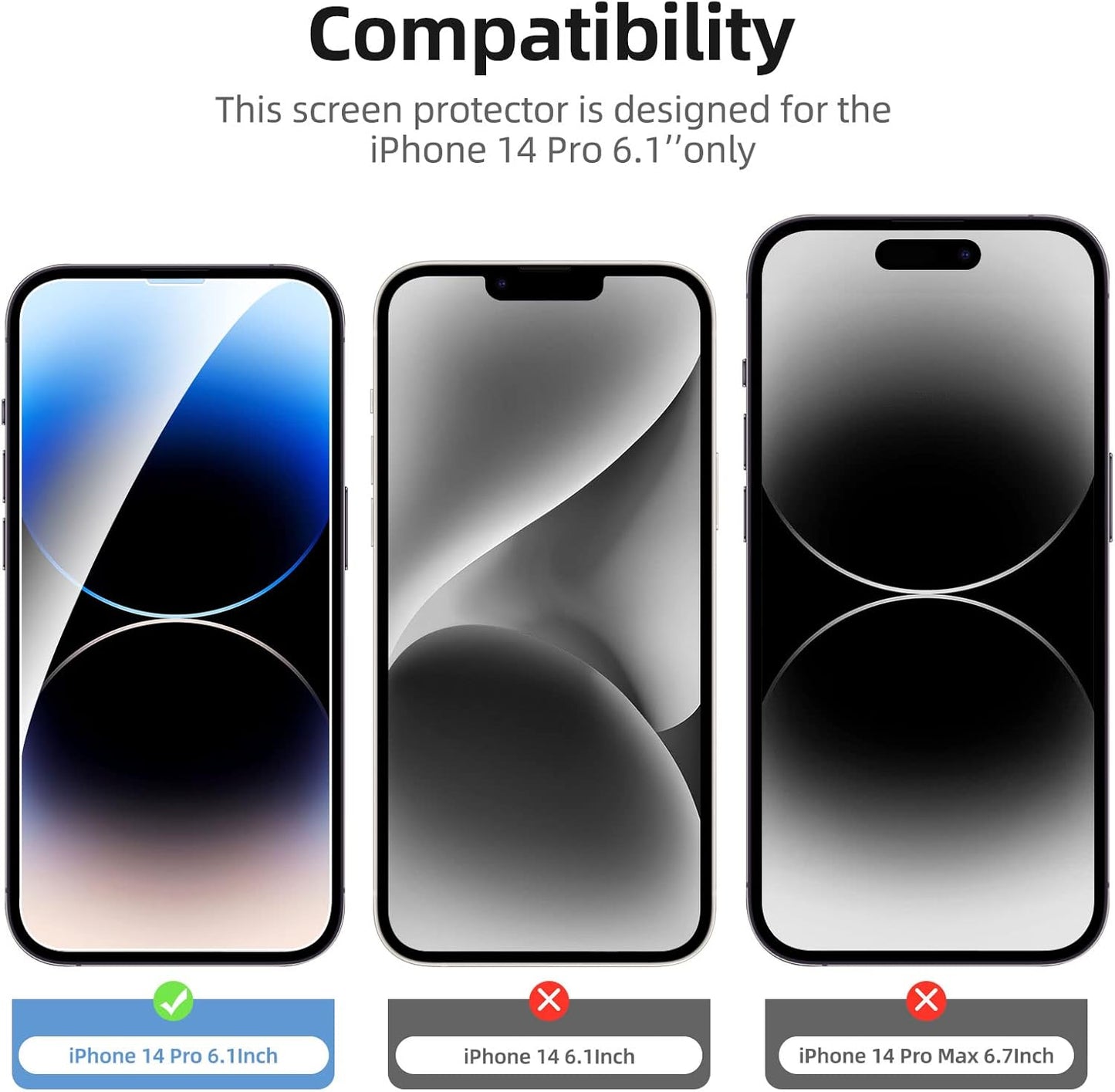 NEW'C 3 Pack Designed for iPhone 14 Pro Screen Protector (6.1"), Enhanced Tempered Glass Protection, Case Friendly Anti Scratch Bubble Free Ultra Resistant