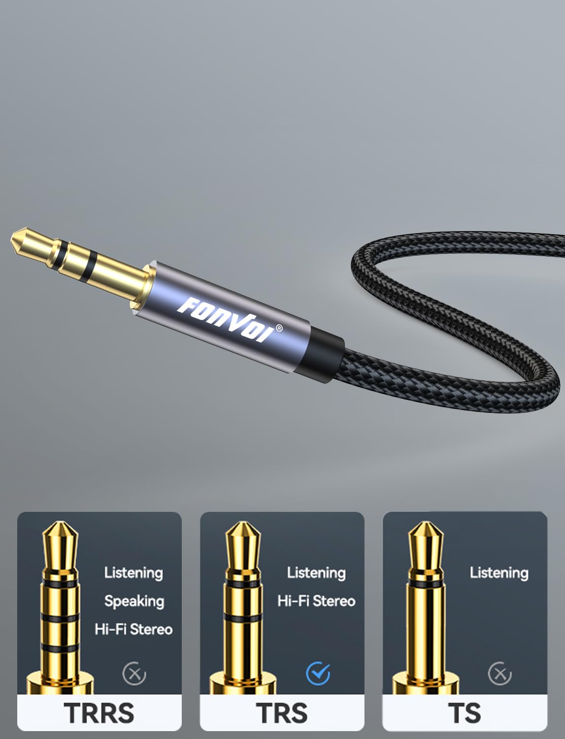 8FT 3.5mm Aux Jack Audio Extension Cable,Male to Female,TRS Headphone Extension Cable Compatible with Heaphone, MP3 Players iPhone iPad Tablets Media Player