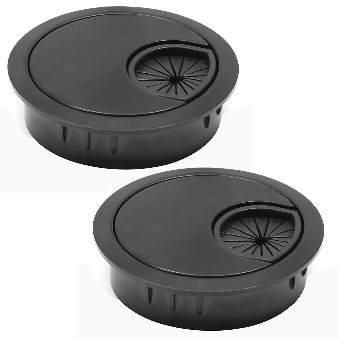2 Pcs Desk Grommet 2-1/16" / 53 mm, Desk Cord Hole Cover, Cable Grommet Metal Zinc Alloy Materilal, Desk Hole Grommet for Home & Office Pc, Detachable Cable Cord Organizer-Flat Black