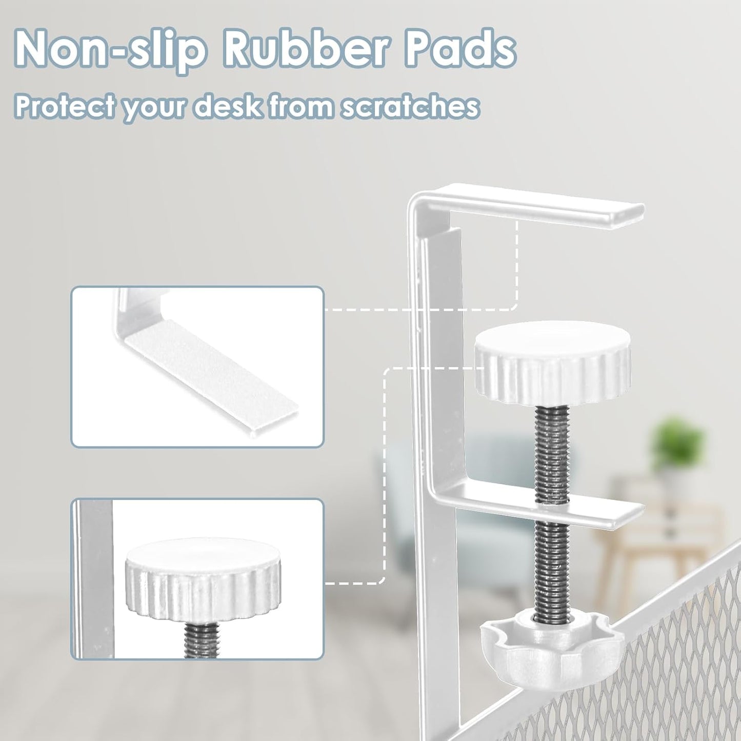 Under Desk Cable Management Tray, Cable Management Under Desk No Drill, Wire Management Tray with Clamp, Cord Organizer for Home Office, White