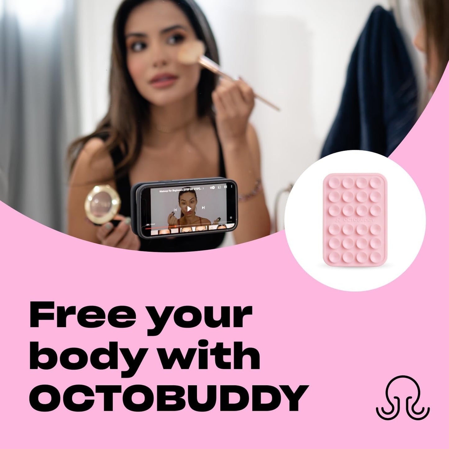 Classic - Silicone Suction Phone Case Adhesive Mount - Hands-Free, Strong Grip Holder for Selfies & Videos - iPhone & Android Compatible - 2.25″ x 3.25″, Marigold