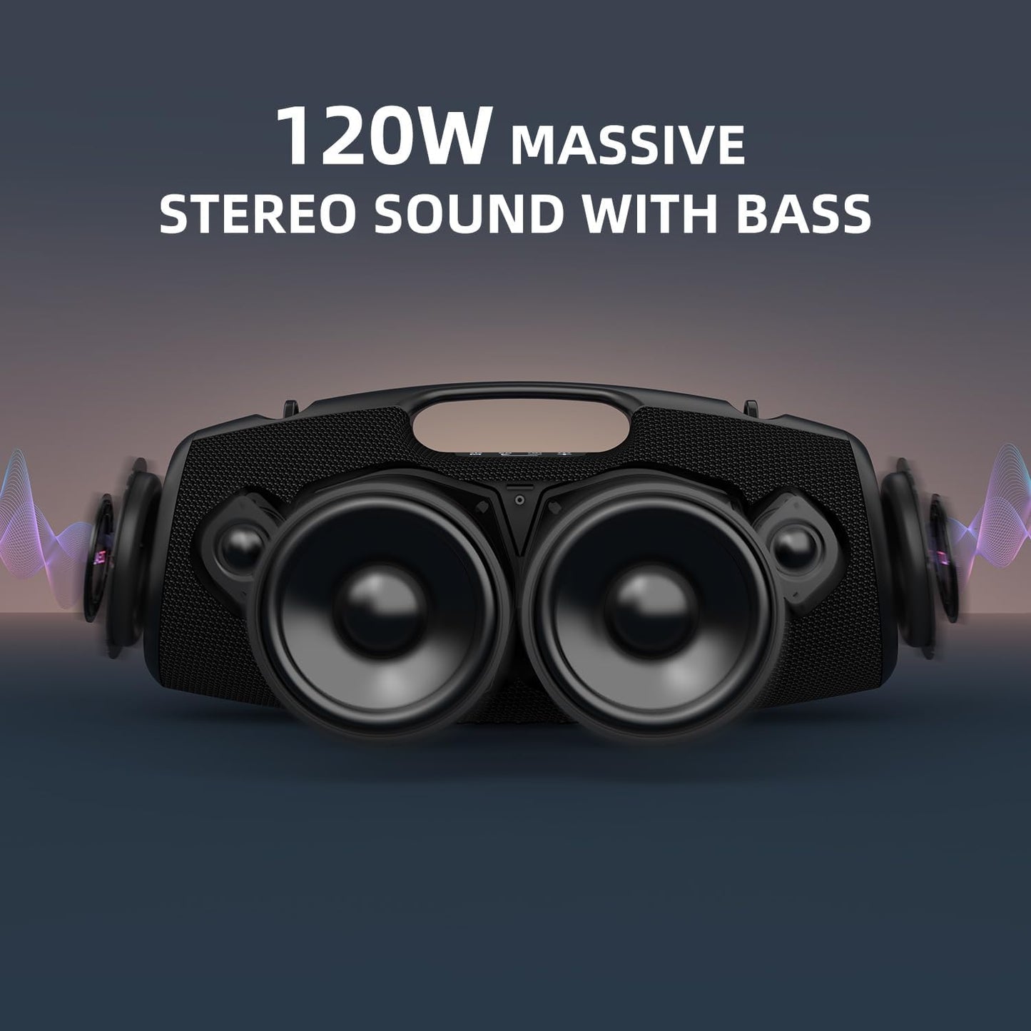 ZEALOT Bluetooth Speaker,120W Wireless Outdoor Speaker with Subwoofer,IP67 Waterproof with LED Light,Bluetooth 5.2 for Camping,Beach,Gifts(Black)