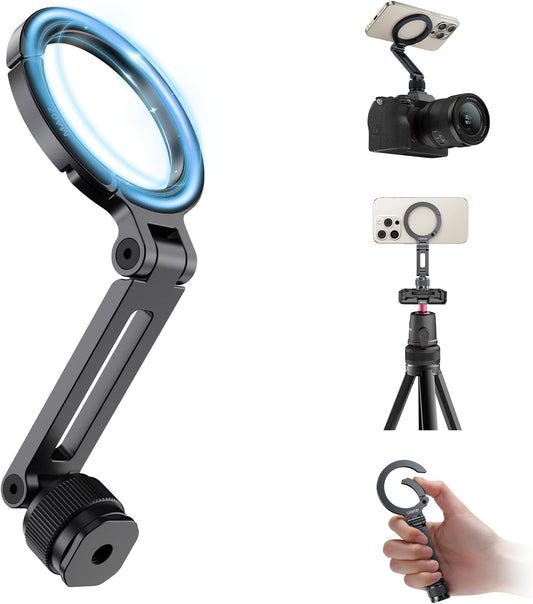 Ulanzi MA07 Magnetic Phone Tripod Mount for Magsafe, Aluminum Camera Phone Mount with 1/4" Screw, Cold Shoe Magnetic Tripod for Camera, Copatibale with iPhone 17/16/15/14/13/12 Series
