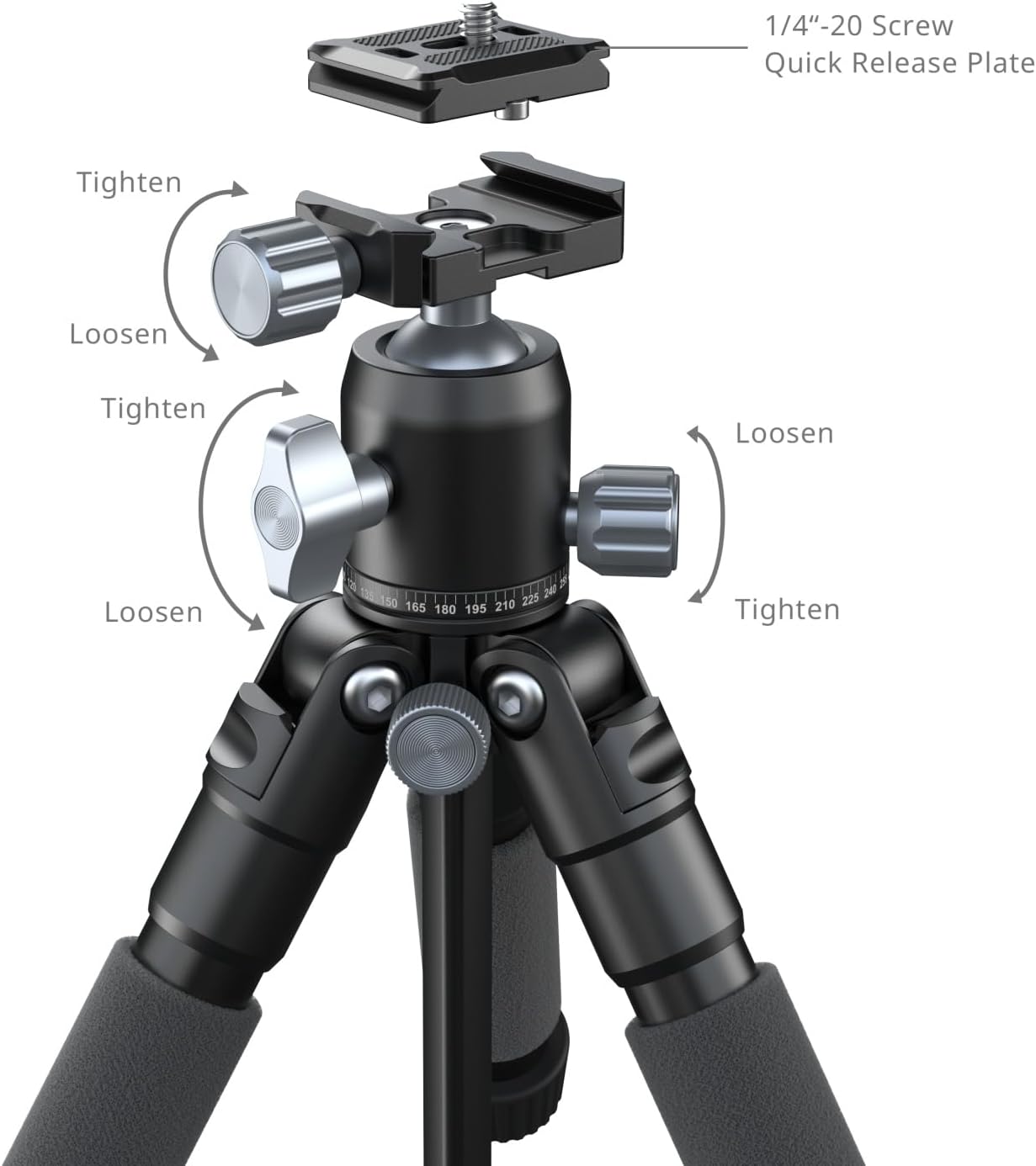 SmallRig VT-20Pro 21.2"/ 53.8cm Mini Tripod for Camera and Phone, Aluminum Alloy Small Desktop Tripod with 360° Ball Head, Table tripods Load Up to 11lb / 5kg