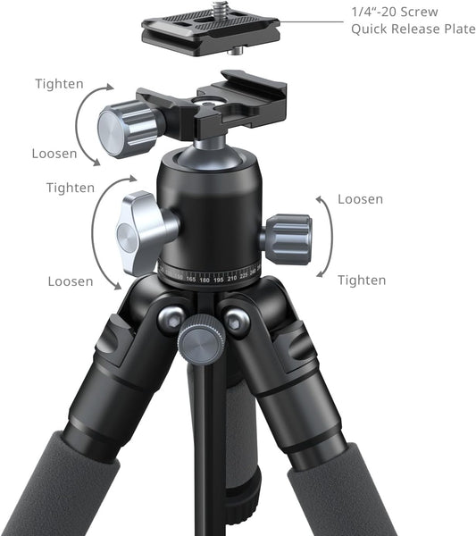 SmallRig VT-20Pro 21.2"/ 53.8cm Mini Tripod for Camera and Phone, Aluminum Alloy Small Desktop Tripod with 360° Ball Head, Table tripods Load Up to 11lb / 5kg