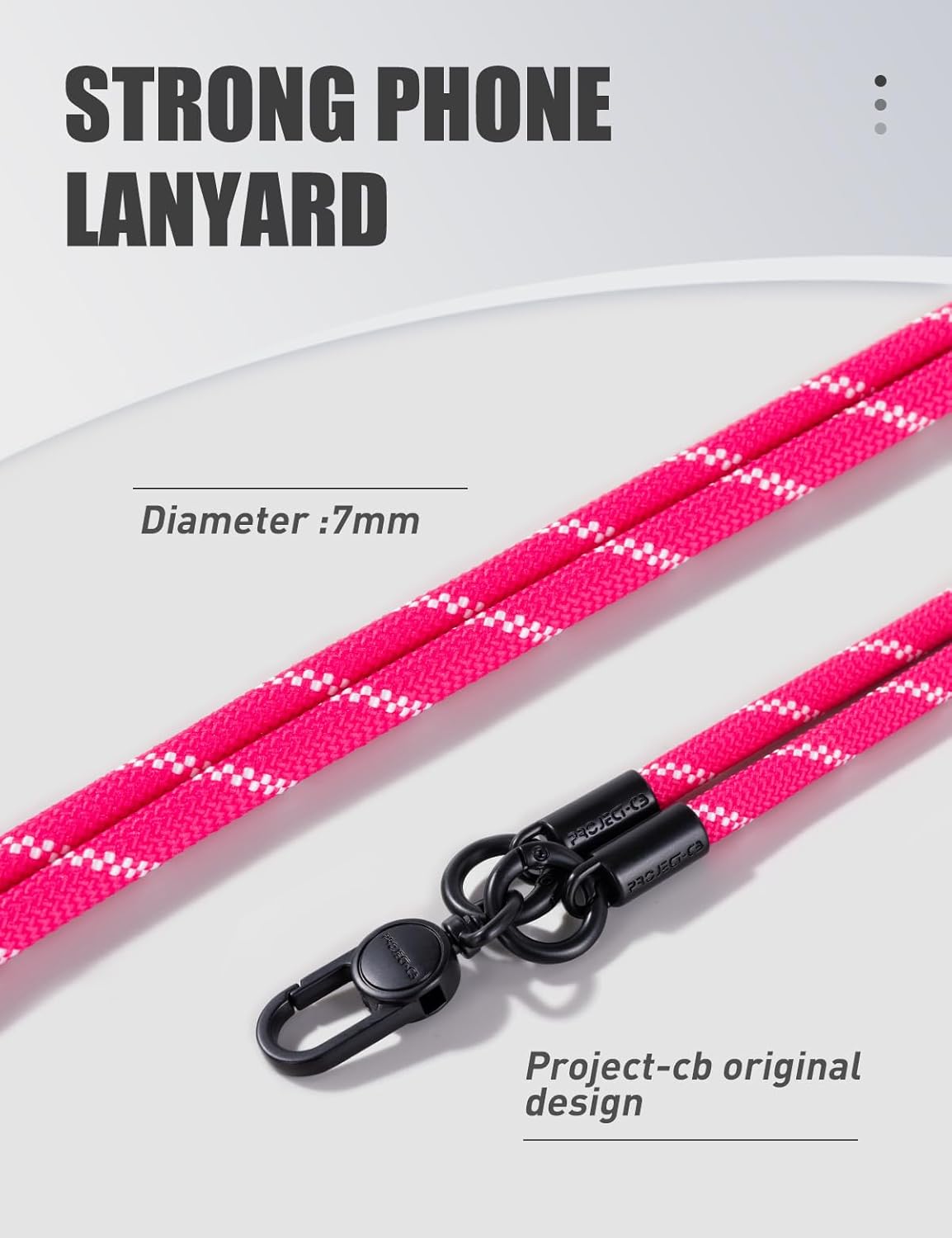 project-cb Phone Lanyard×1,Phone Tether Tab×2,Cell Phone Lanyards for Around the Neck,Rope Lanyard,Universal Adjustable Phone Strap Crossbody,Cell Phone Chain(Magenta)
