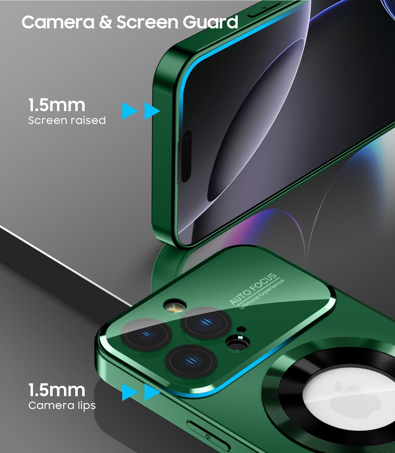 Magnetic for iPhone 16 Pro Case, Compatible with MagSafe, Built-in Camera Lens Protector, Logo View, Military Grade Drop Proof Phone Cover, Green