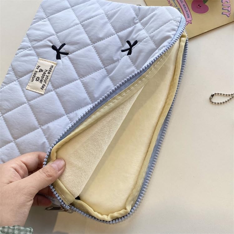 Cute Bow Graphic Carrying Laptop Bag Y2K Preppy Laptop Sleeve Case Bag Kawaii Pad Computer Protect Case Pouch (15-15.6 inch,Blue)