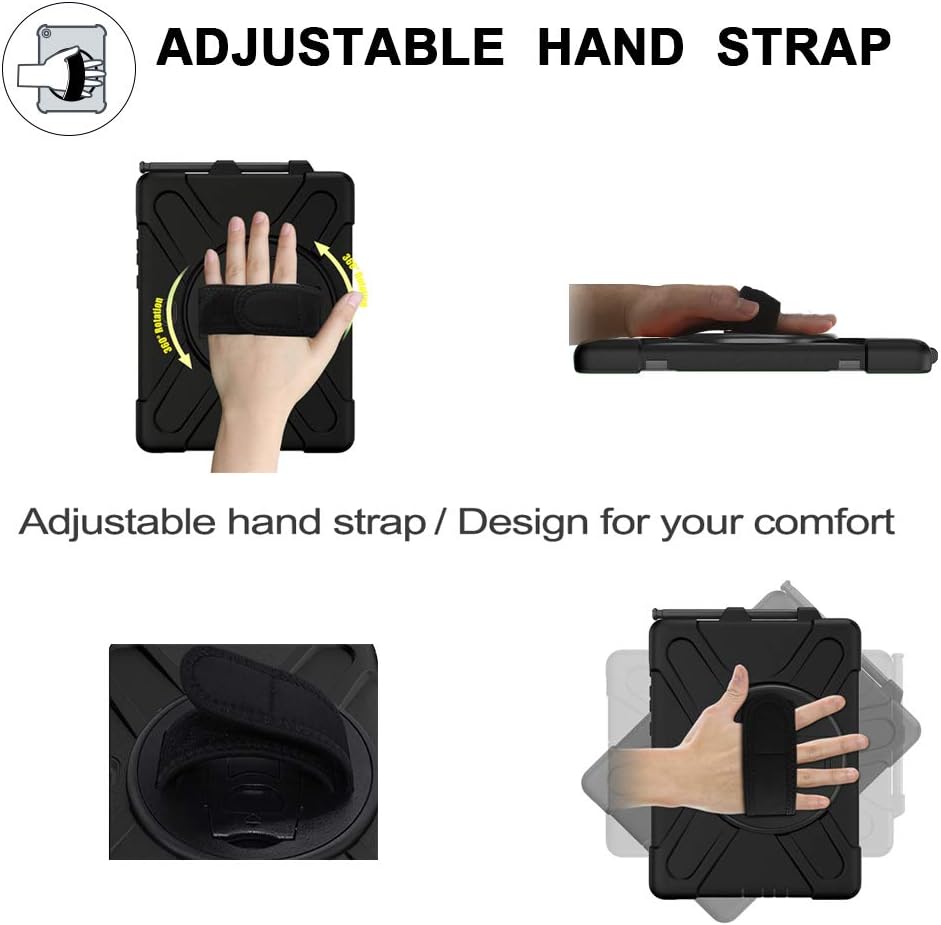 Samsung Galaxy Tab Active PRO 10.1 inch/Galaxy Tab Active4 PRO Case, Heavy Duty Rugged Shockproof Drop Protection Case with 360 Stand, Hand Strap & Shoulder Strap for SM-T540/T547/T630/T638 (Black)