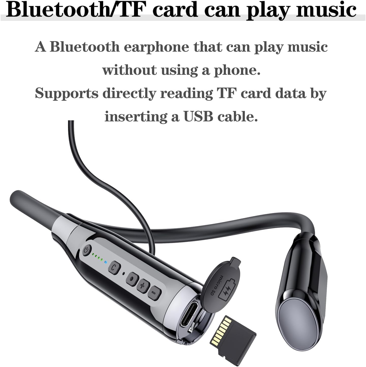 Neckband Bluetooth Headphones，6.0 Bluetooth 120 Hours Playtime，IPX7 Sports Waterproof Earbuds with Microphone Noise Cancelling with TF Card Slot ，HiFi Stereo (Black)