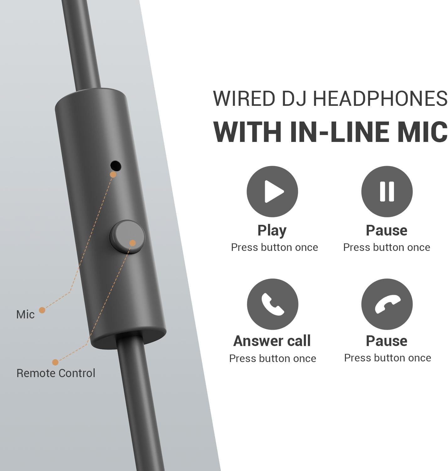 OneOdio Wired Over Ear Headphones Studio Monitor & Mixing DJ Stereo Headsets with 50mm Neodymium Drivers and 1/4 to 3.5mm Jack for AMP Computer Recording Podcast Keyboard Guitar Laptop - Grey