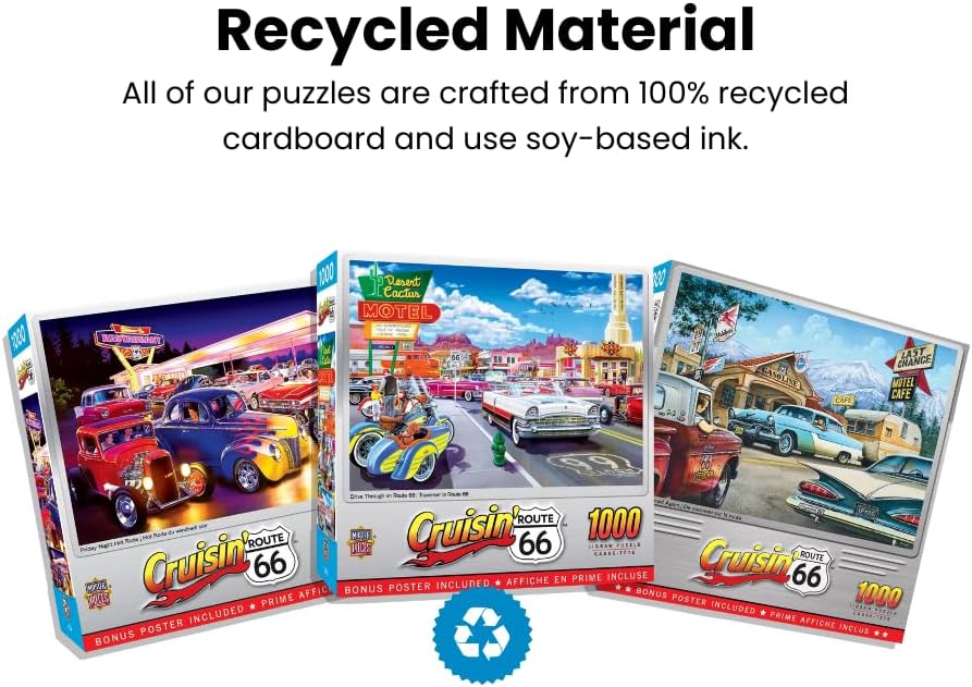 MasterPieces - 1000 Piece Jigsaw Puzzle, Route 66 Pitstop, Fun for Adults, Family, Kids, 19.25" x 26.75"
