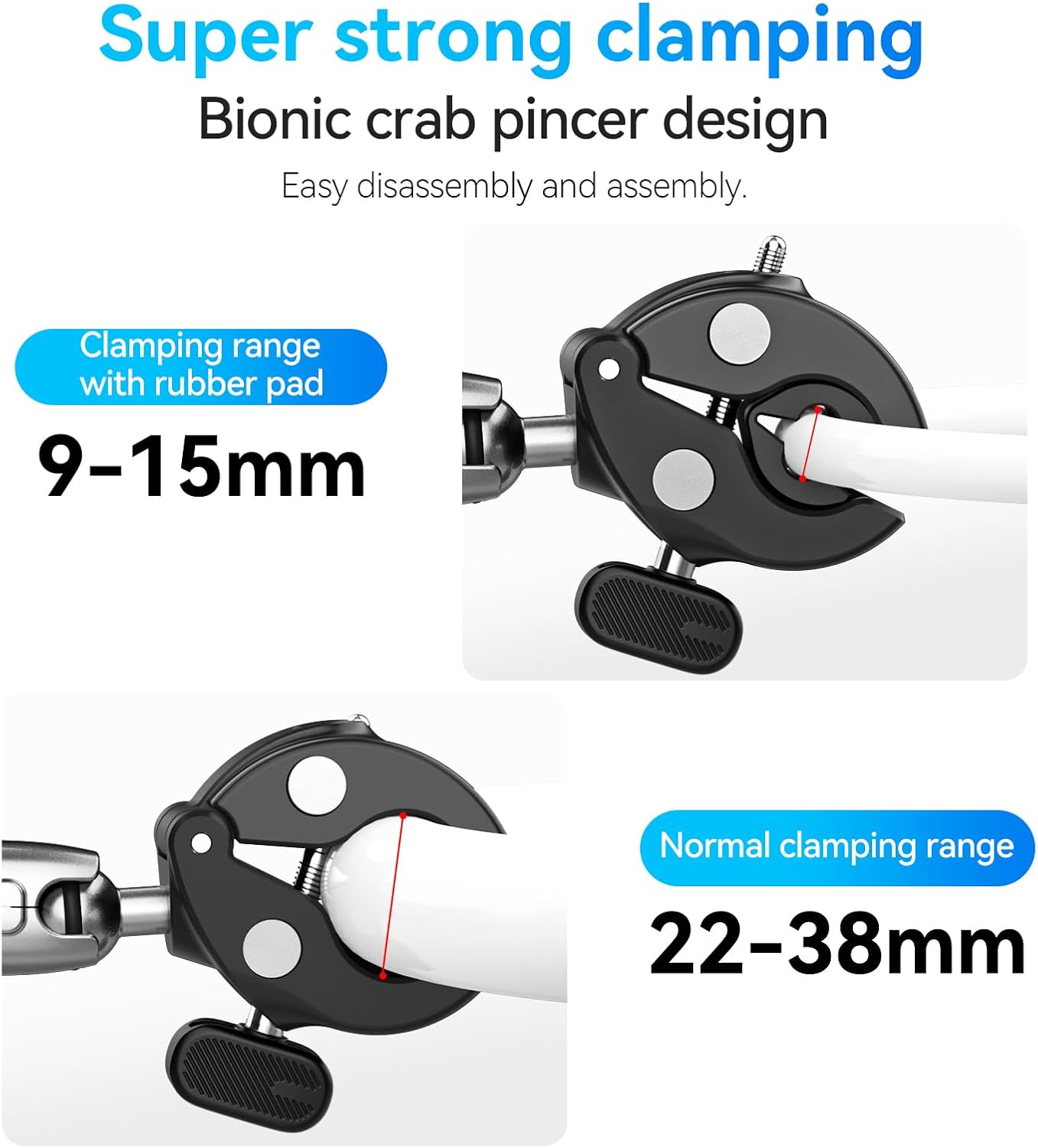 Duall Ball Clamp Mount for Stick Pole Mounting on Bike Bicycle Motorcycle Handlebar Tube Holder Accessories Compatible with GoPro 13 12 11 10 9 8 Insta360 X3 X4 X5 Ace Pro DJI Osmo Nano DJI Action 5/4