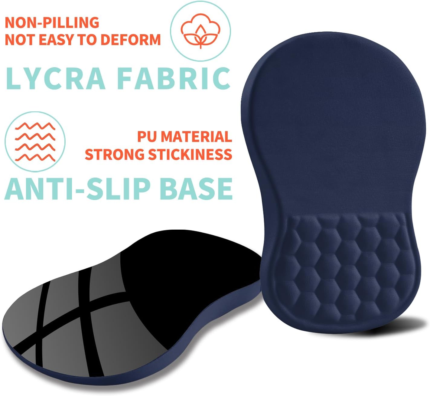 Ergonomic Mouse Pad Wrist Support with Memory Foam Massage Bulge, Carpal Tunnel Pain Relief Mousepad Wrist Rest for Mouse(12x8 inch, Dark Blue)