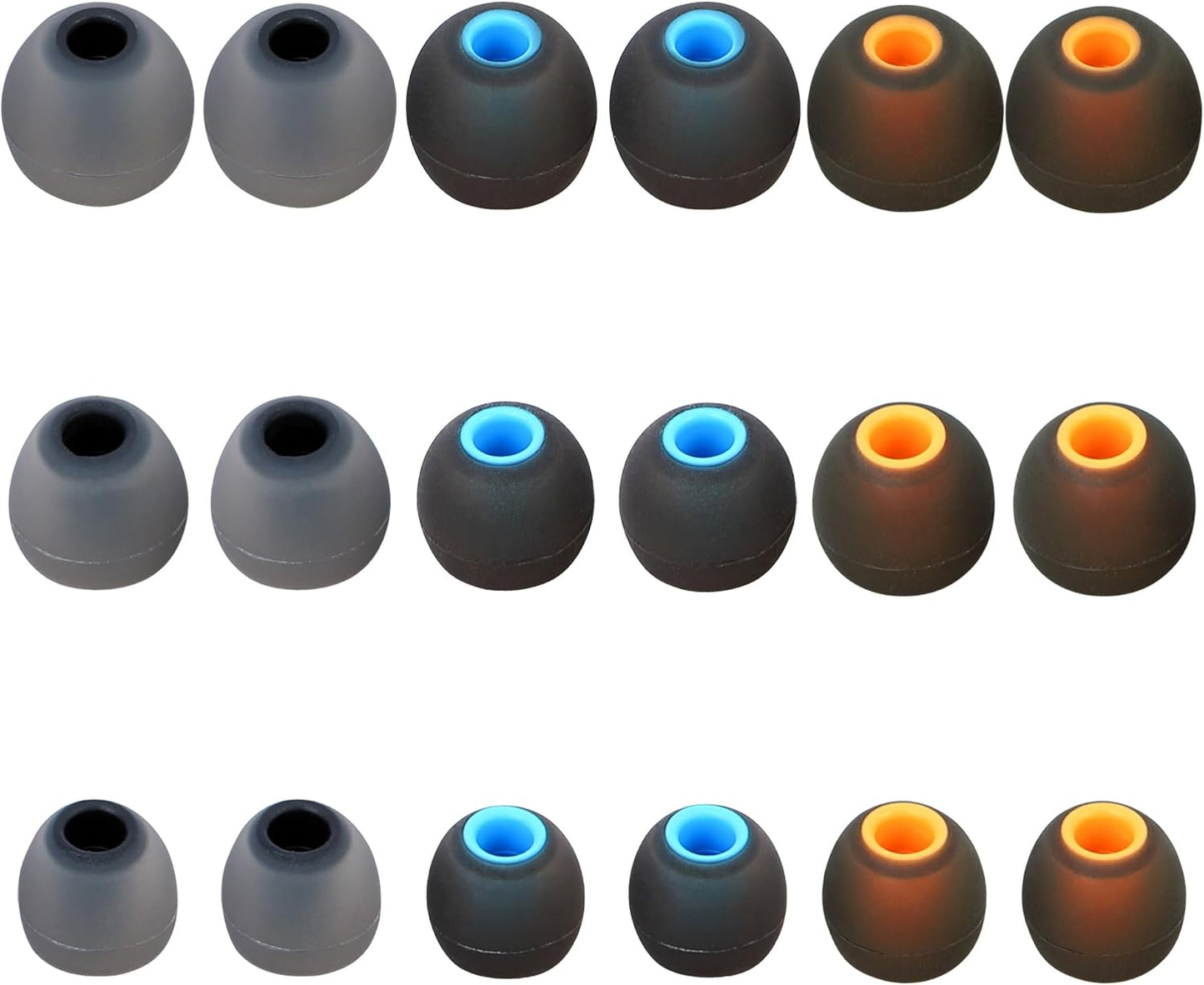 Silicone Replacement Earbud Tips Ear Tips Fit Most in-Ear Earbuds(Inner Hole 3.8mm -5.1mm) Headphone Rubber Tips Earbud Covers 9 Pairs S M L