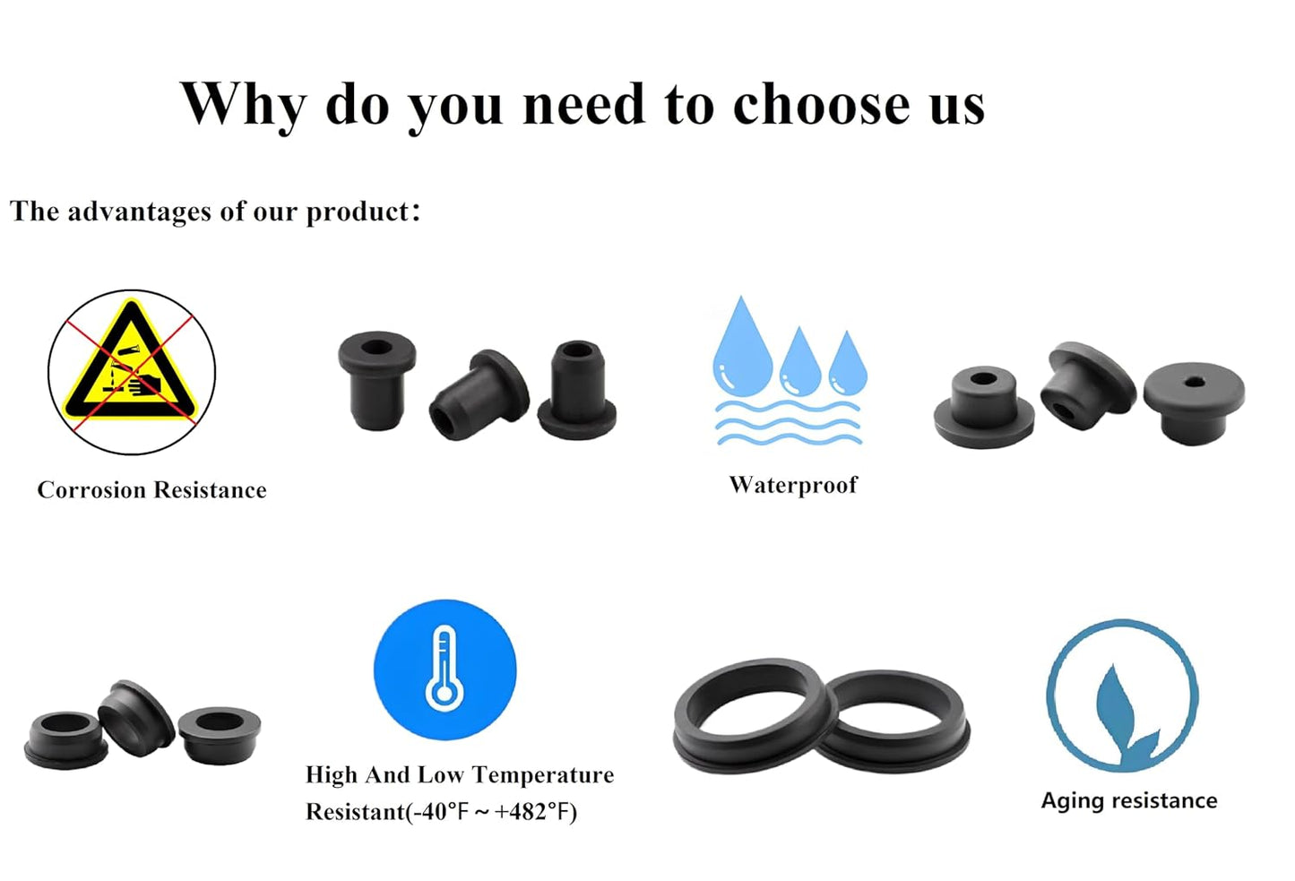 2 pcs 3" Drill Hole，2-1/2" ID Black Silicone Top hat Rubber Grommets for Wiring，Automotive，Firewall，Hole Plug，Desk，Screw，Water and Gas Pipe，Drain，House Siding，Cable Bushing，Glass，Wire Plug