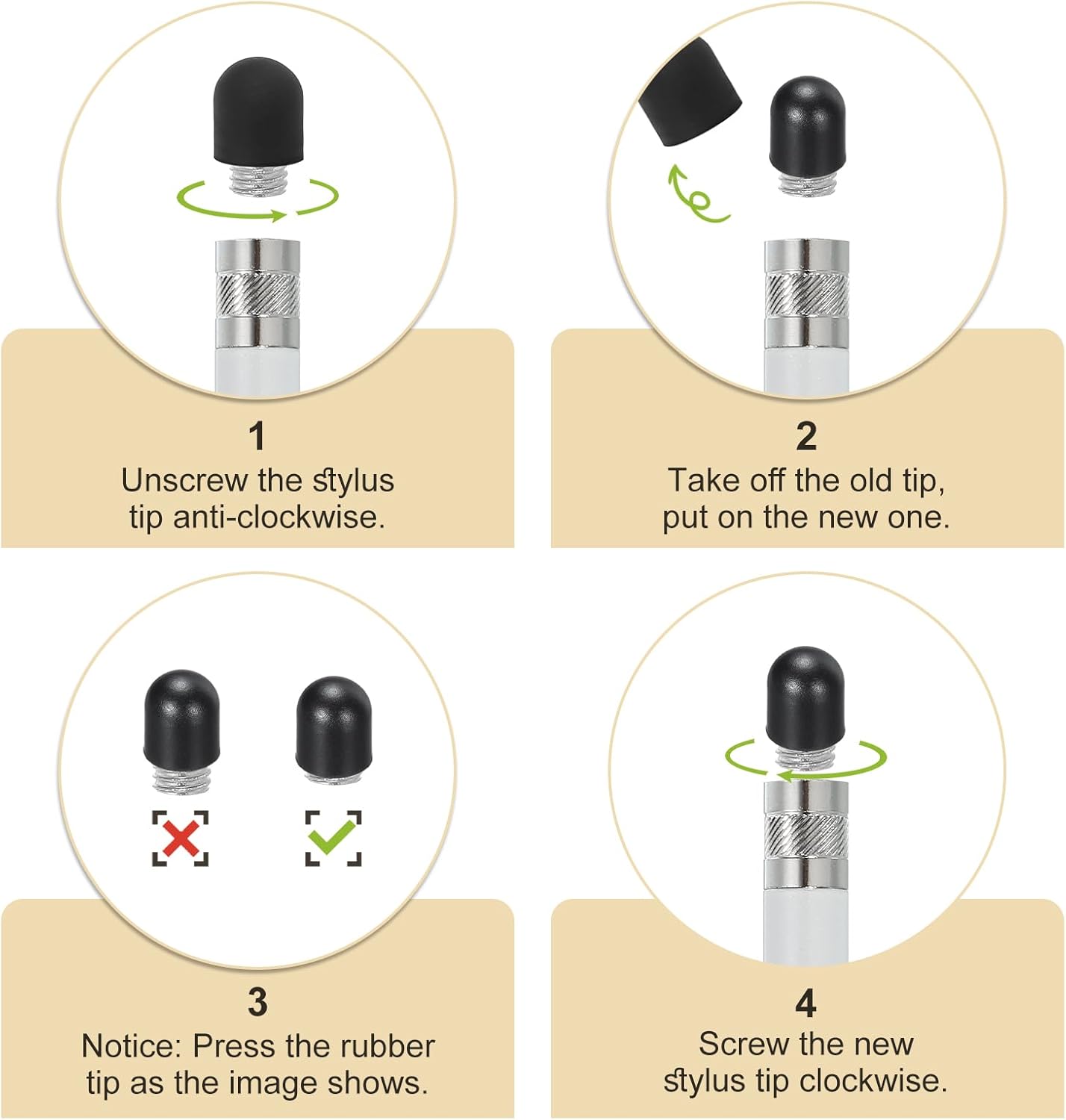 MECCANIXITY 20Pcs Replacement Stylus Pen Tips 7mm Conductive Capacitive Touch Screen Pens Tips Silicone Rubber, Black