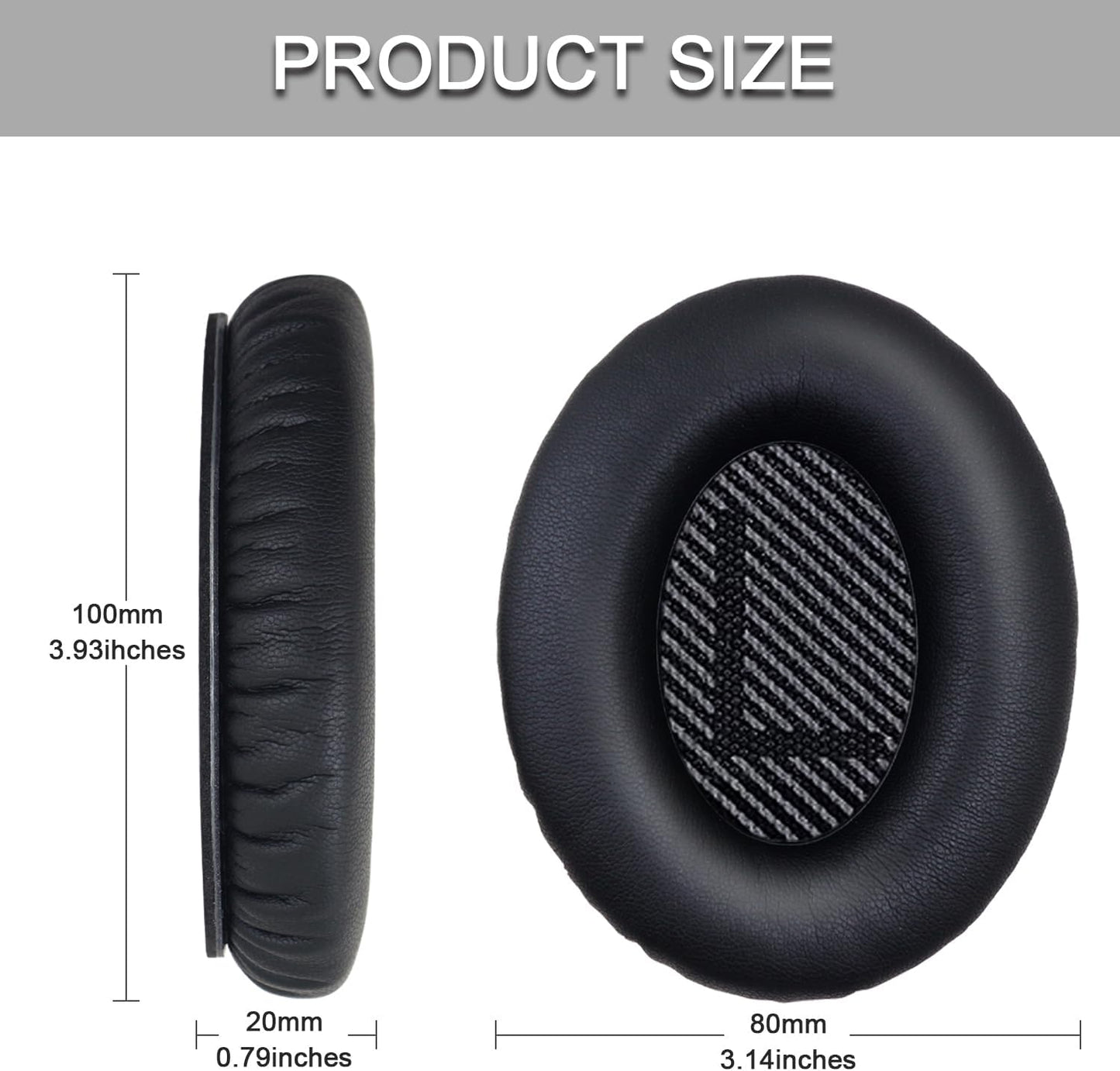 Ear Pads for Bose Quiet Comfort 35 Soft Protein Leather Replacement Earpads Ear Cushions Ear Pad for Bose QC 45/35 / 25/15 QC2 / Ae2 / Ae2i / Ae2W / Sound Link/Sound True (QC35-Black&Black)