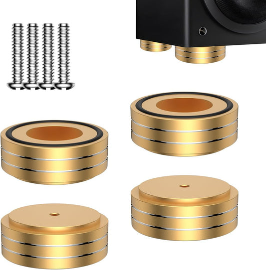 Viborg HiFi Speaker Spikes Isolation Stand Feet Pads 58x22MM, 4X Speaker Floor Protector Shock Absorber with Rubber Ring and Mounting Screws(M4*0.7) for AMP Turntable DAC Recorder