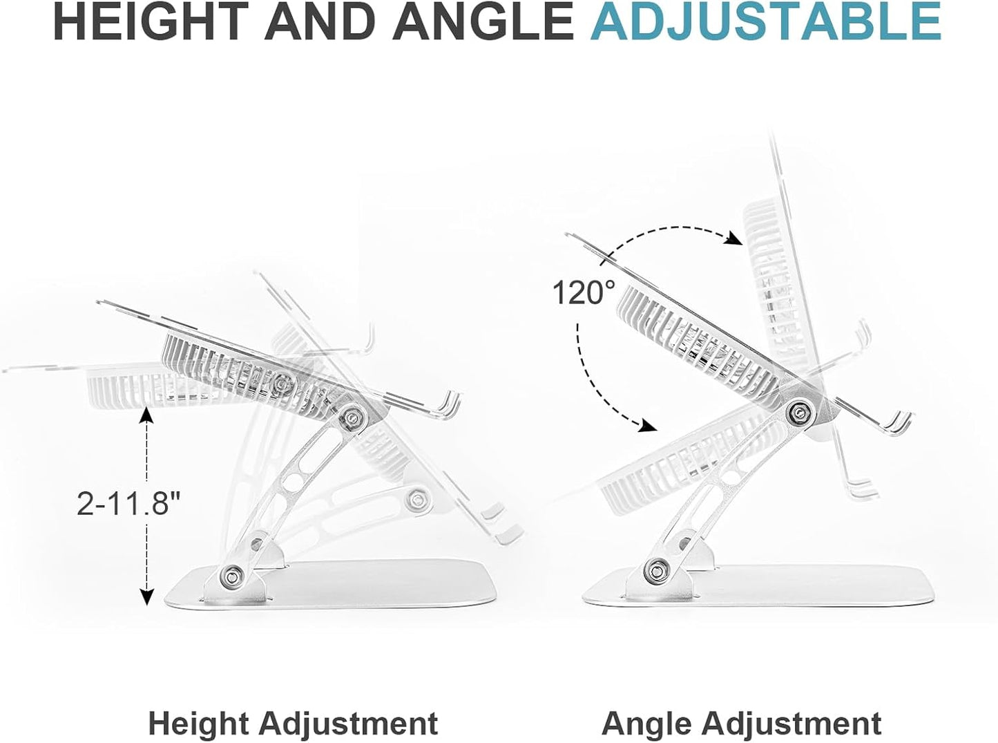 SHUWEI 360° Rotating Laptop Cooling Stand with 3 Speed Fan, Adjustable Height Laptop Stand for Desk, Ergonimic Aluminum Laptop Cooling Pad for 10-15'' Notebook - Silver