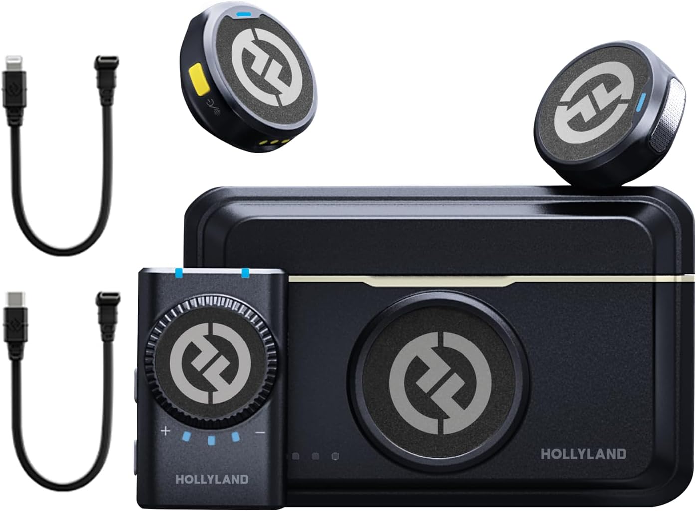 Hollyland Lark M2 Wireless Lavalier Microphone for Camera PC Laptop Phones, Mini Lapel Microphone Wireless, 48KHz 24Bit, 1000ft Range, Noise Cancellation, 30H Battery for Video Recording, Streaming