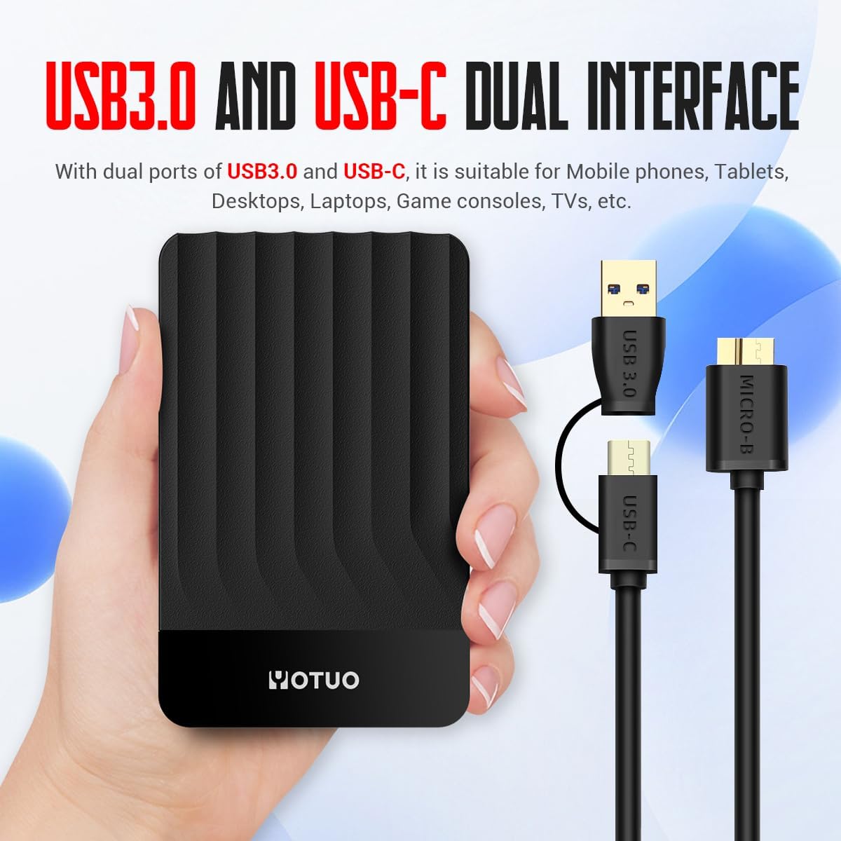 Portable External Hard Drive Storage Expansion Mobile HDD USB 3.0 for PC, Mac, Desktop, Laptop, PS4, PS5, Xbox One X/S, Xbox 360, Xbox Series X/S, Office & Game (Black, 500GB)