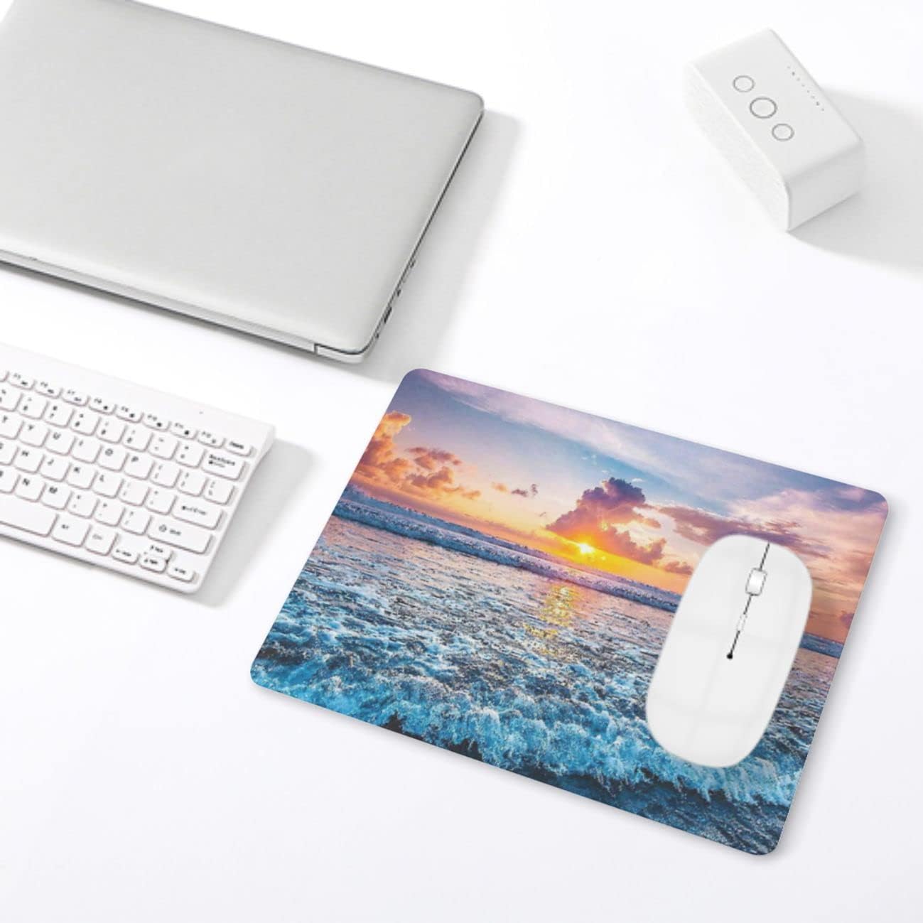 Sunset Ocean Wave Mouse Pad, Square Mousepad,Waterproof Mouse Mat Non-Slip Rubber Base MousePads for Office Home Laptop Travel, 9.5"x7.9"x0.12" Inch
