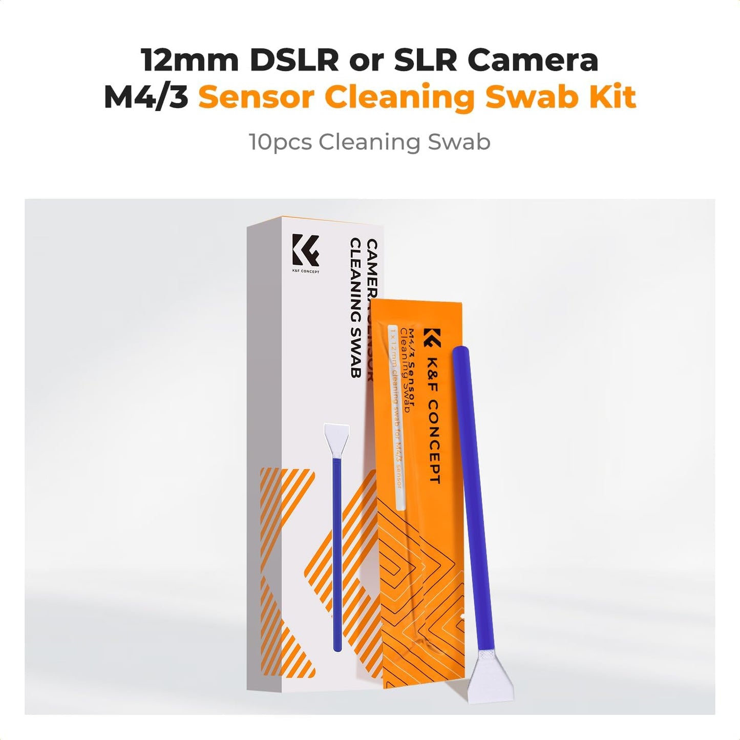 K&F Concept 12mm Micro Four-Thirds 4/3 (MFT) Sensor Cleaning Swab*10, M43 Sensor Cleaning Swab for All Models of M4/3 Camera Sensors, Including M4/3 Cameras from Olympus and Panasonic