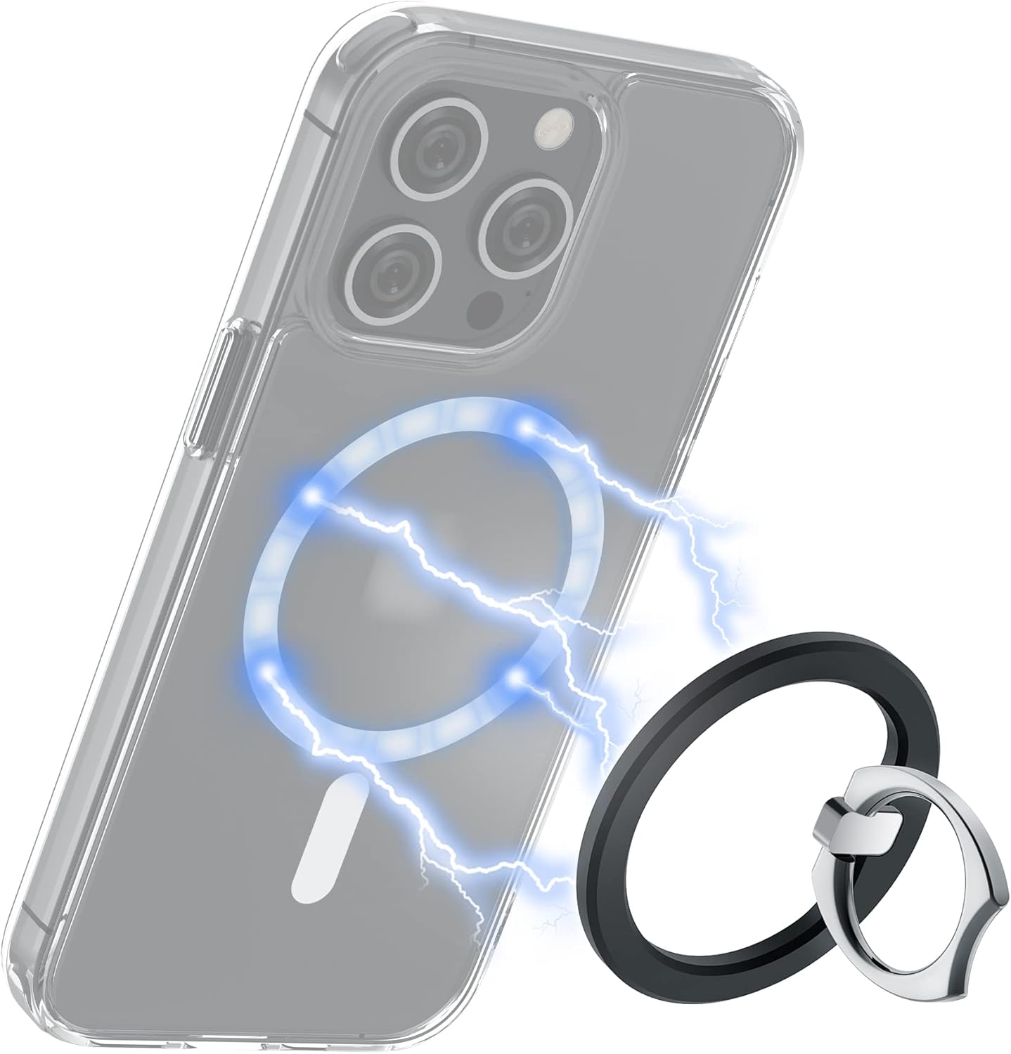 PROfezzion Thin Metal Ring Holder for MagSafe, Removable Strongest Magnetic Phone Grip for iPhone 16 15 14 13 12 Pro Max Plus with Mag-Safe Case [Not for Regular Case] [MagSafe Car Mount Compatible]