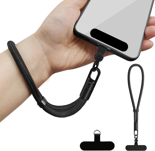 Hand Wrist Strap Lanyard, Universal Cell Phone Lanyard Patch Rotatable 360° Compatible with iPhone & Other Smartphones, Phone Strap for Women and Men(Black)