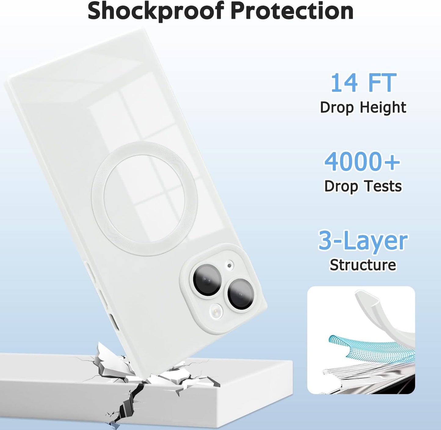 Designed for iPhone 15 Case Compatible with Magsafe Cover Camera Lens Protector Military Grade Protection Shockproof Soft TPU Slim Magnetic Phone Case for iPhone 15 White