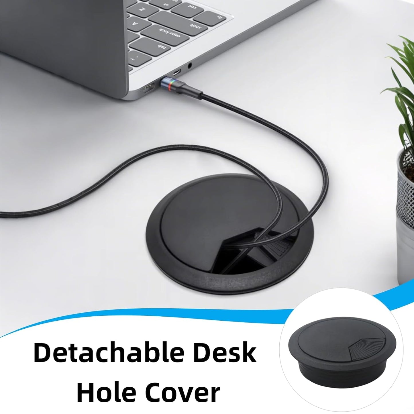 40 Pack 2 Inch Desk Grommet, Plastic Cable Hole Cover Bulk for PC Desk, Flexible Wire Organizer Cable Cord Management for Home Office, Black