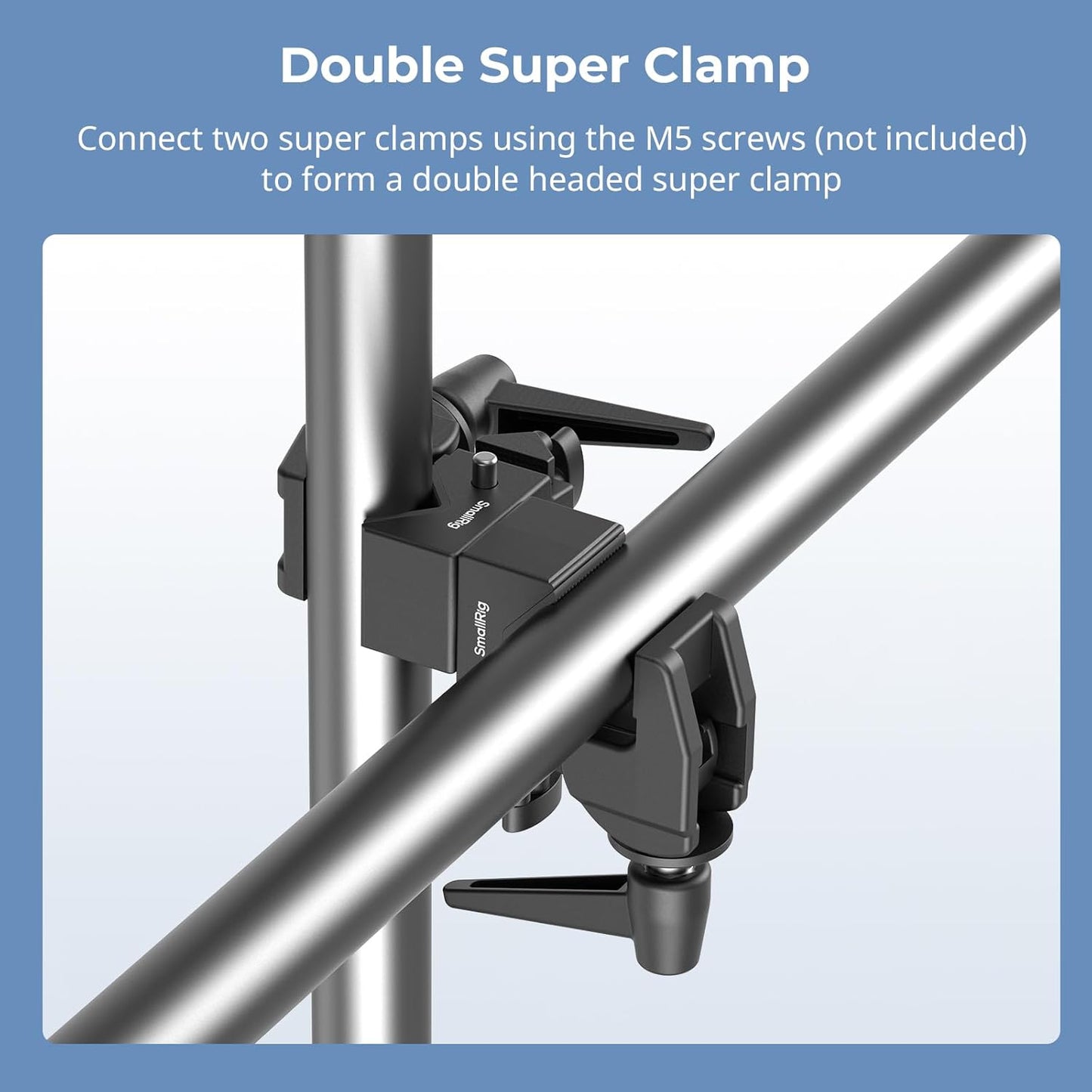 SMALLRIG Super Clamp Kit, Heavy Duty Max Load 33lb /15kg, with a 1/4"-20 & a 3/8"-16 Top Screw on a 5/8" Stud, for Photography Studio Video Camera Lighting, for Round Pipe and Flat Surface