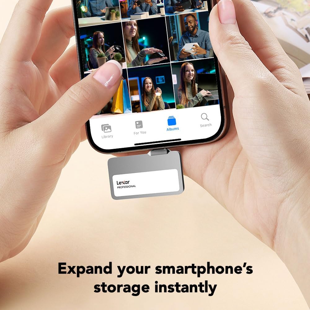 Lexar 2TB Professional Go Portable SSD w/Hub, Supports Apple 4K 60fps ProRes, Up to 1050MB/s, USB 3.2 Gen 2, Rugged, IP65, Ultracompact, Compatible w/iPhone 15/16, External SSD (LSL400S002T-RNSNU)