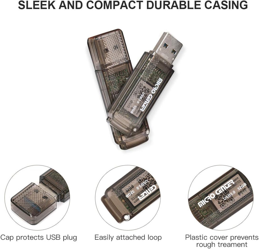 INLAND Micro Center SuperSpeed 5 Pack 32GB USB 3.0 Flash Drive Gum Size Memory Stick Thumb Drive Data Storage Jump Drive (32G 5-Pack)