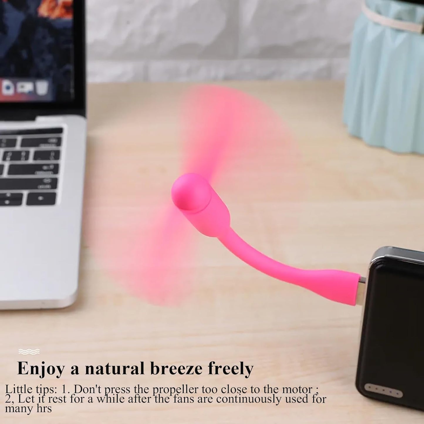 Mini USB Fan, Portable Pocket Fan USB-A Powered Little Cooler, Quiet Operation, for Home Office Car Outdoor Travel- 4 Pack (Blue+ White+ Green+ Pink)