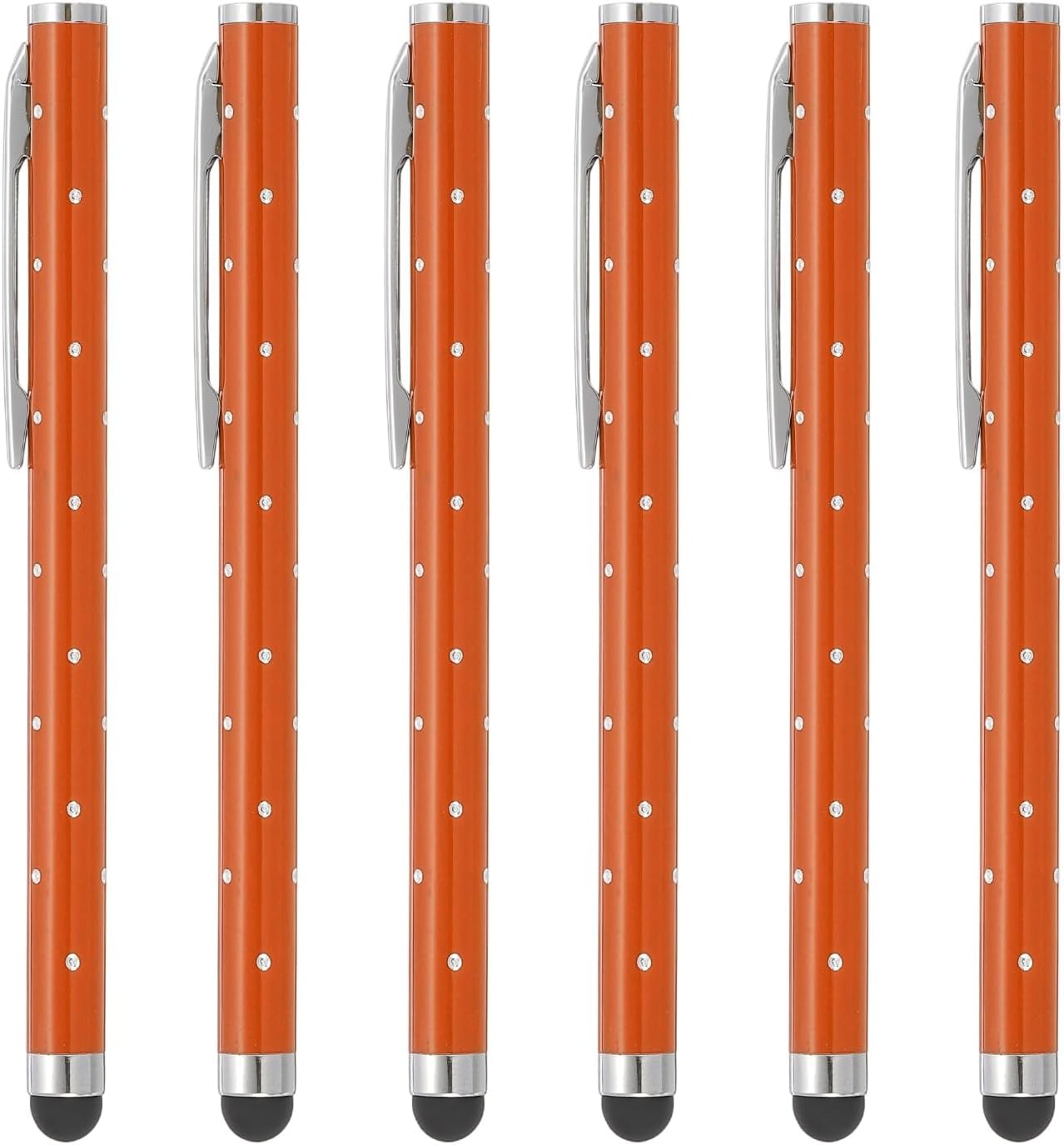 PATIKIL Stylus Pens for Touch Screens, 6 Pcs High Precision Universal Bling Stylus Crystal Metal Capacitive Pen for Touch Screen Devices Phone Tablets Laptop, Orange