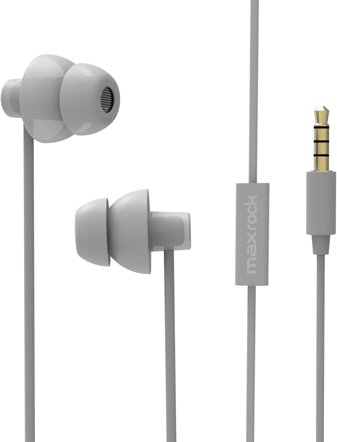 MAXROCK (TM Unique Total Soft Silicon Sleeping Headphones Earplugs Earbuds with Mic for Cellphones,Tablets and 3.5 mm Jack Plug (Grey)