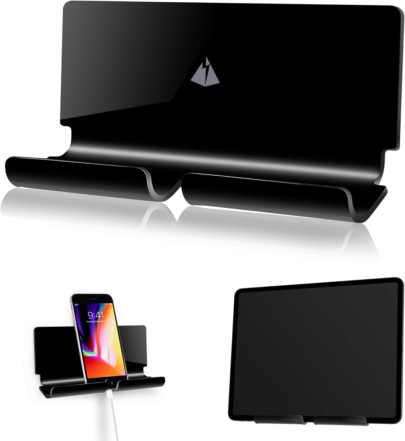 TXEsign Adhesive Wall Tablet Holder Mount Stand for Tablet Smartphones eReader Wall Holder Mount (Black)