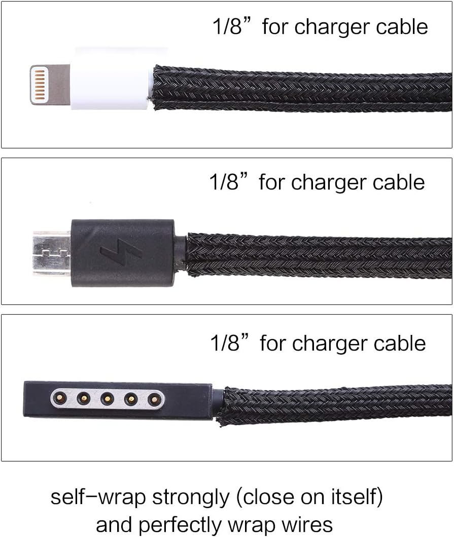 Alex Tech 25ft - 1/8 inch Cord Protector Wire Loom Tubing Cable Sleeve Split Sleeving For USB Cable Power Cord Audio Video Cable – Protect Cat From Chewing Cords - Black