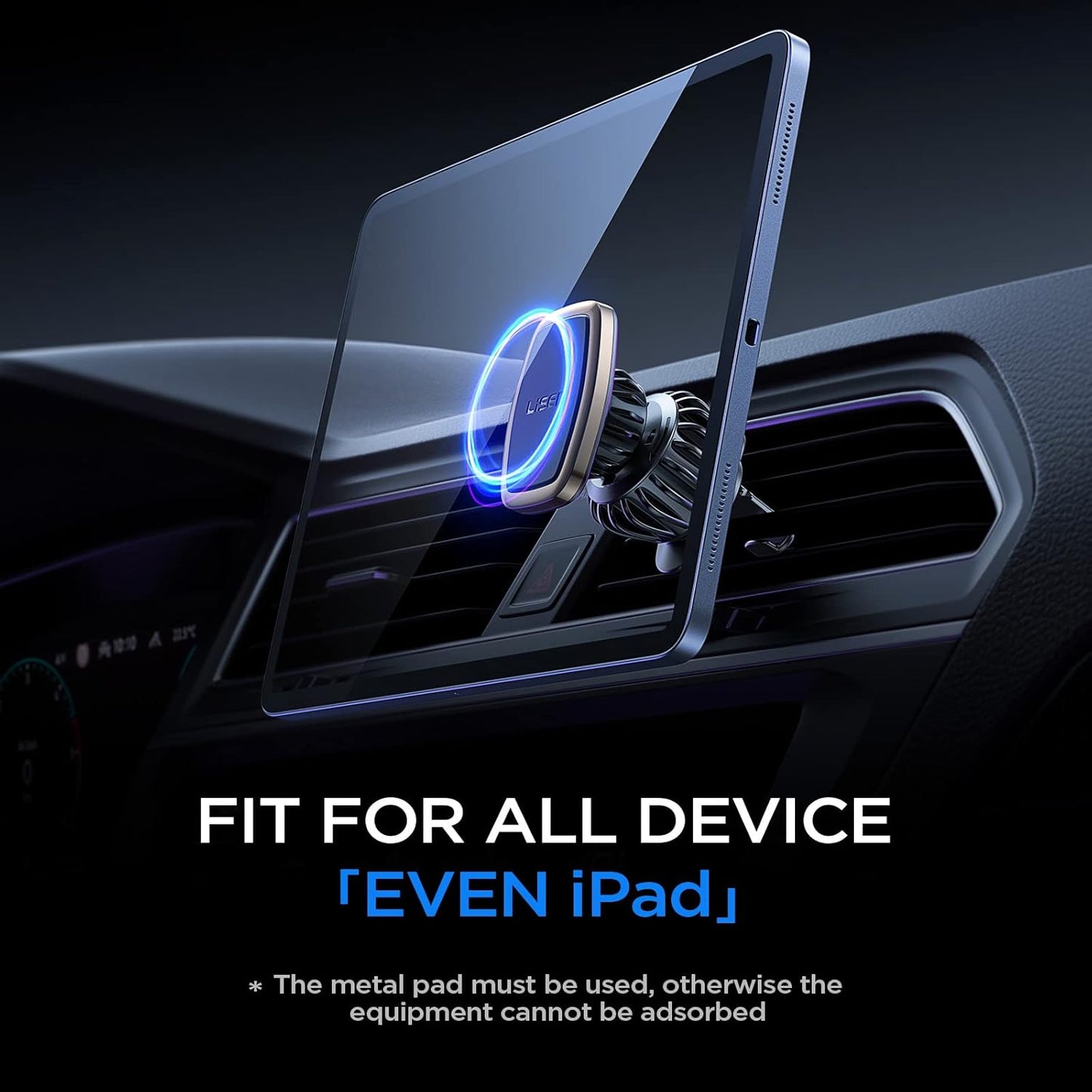 LISEN Upgraded Magnetic Phone Clip for Car - Ultra Strong 6 Magnets - Holder for 4-6.7 inch Smartphones (Gold)