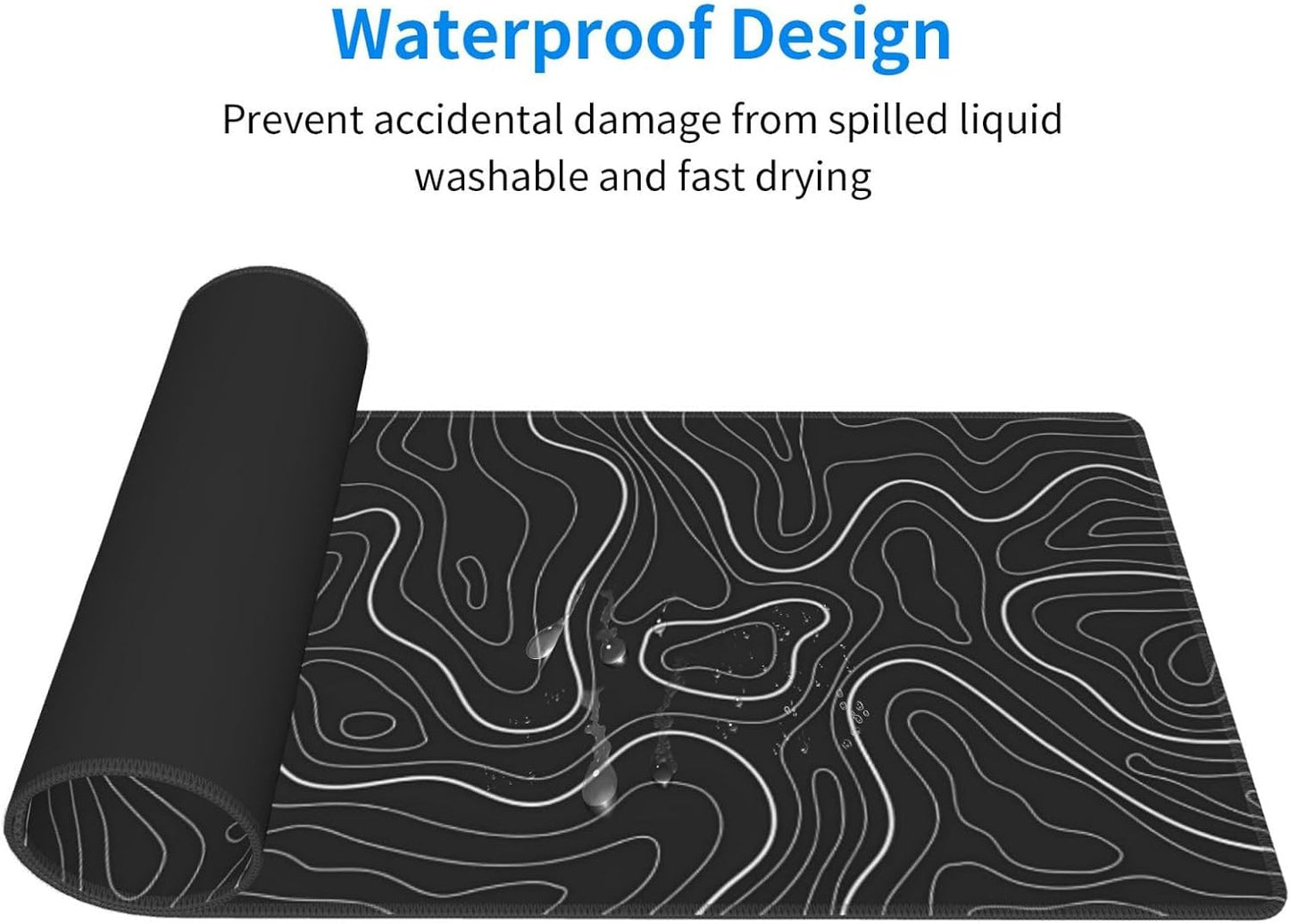 Topographic Contour Extended Big Mouse Pad Large,Gaming Mouse Pad Desk Pad,31.5x11.8 Inch Long Computer Keyboard Mouse Mat Mousepad with 3mm Non-Slip Base and Stitched Edge for Gaming and Office