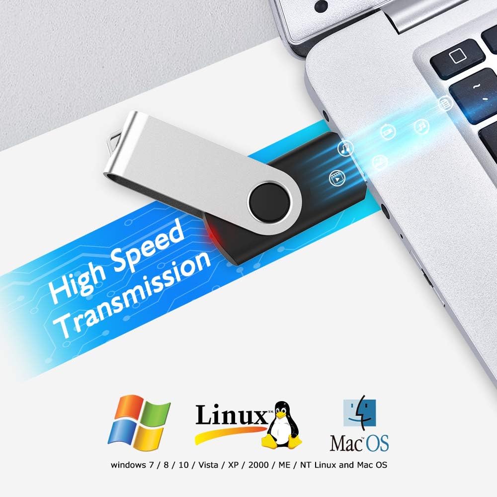 KOOTION 10 Pack 32GB Flash Drive USB 3.0 Thumb Drive USB Drives Jump Drives Keychain Memory Stick Black