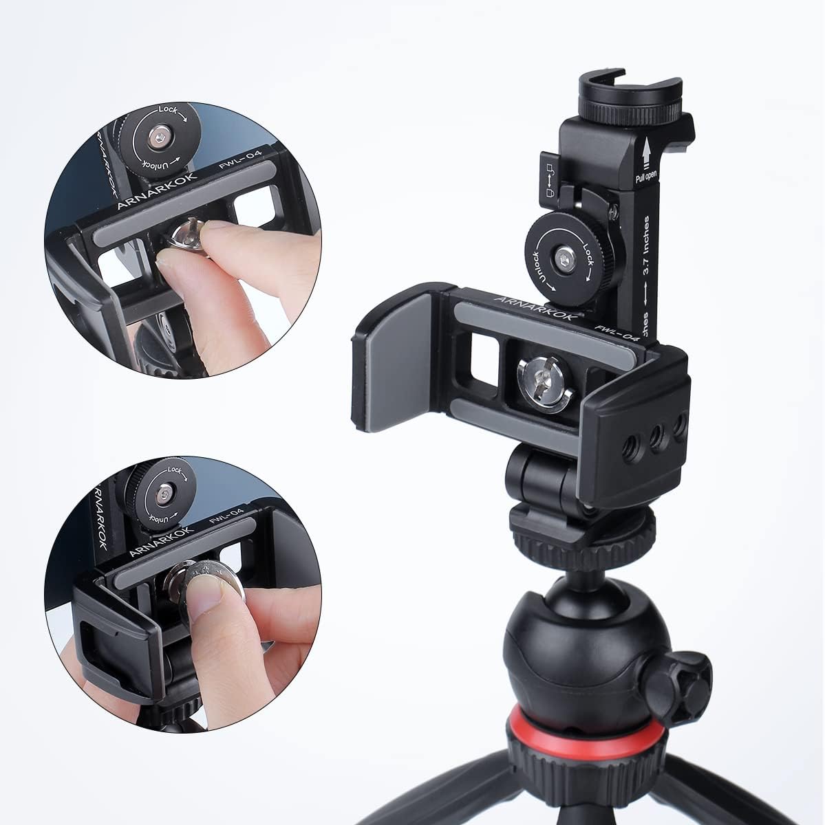 Power Bank Clamp Holder,Camera Cage,with 1/4" Screw,Cold Shoe Mount,Phone Holder Clip [Thick Case & Big Phones Friendly],Radar Detector Mount for Truck Compaitbale with Anker Power Bank