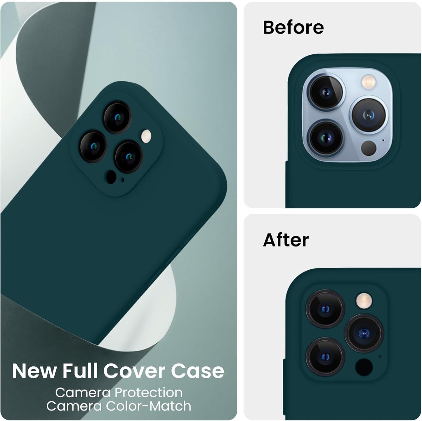 FireNova Designed for iPhone 13 Pro Max Case, Silicone [Camera Protection] Phone Case with [2 Screen Protectors], Soft Anti-Scratch Microfiber Lining Inside, 6.7 inch, Teal